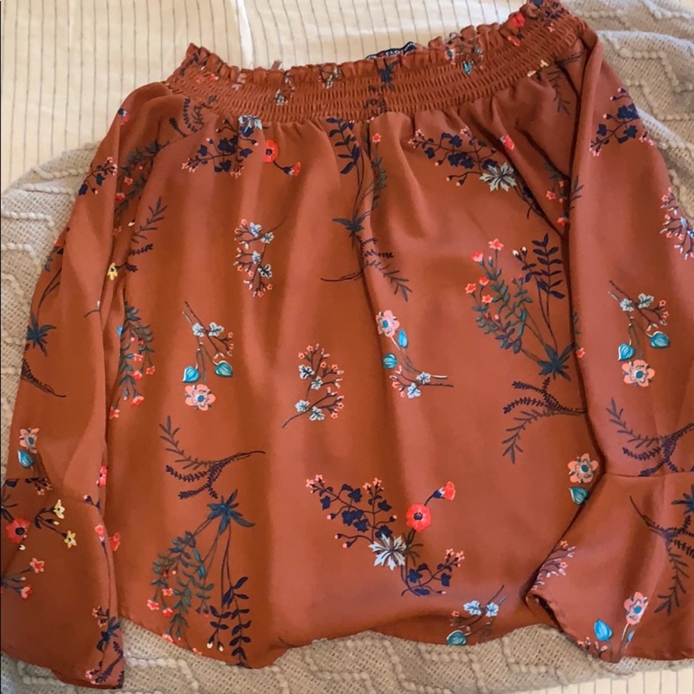 Brown Off the Shoulder Top